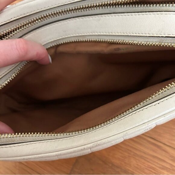 Coach Puffy Linear Quilting Jes Ivory Off White Chalk Leather Crossbody Bag - Picture 10 of 12